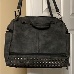Suede gray shoulder bag